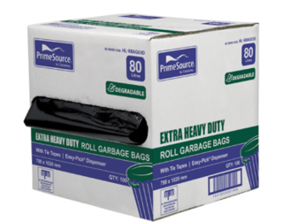 PrimeSource' Degradable 80L Extra Heavy Duty Garbage Bags, Perforated Rol - Castaway