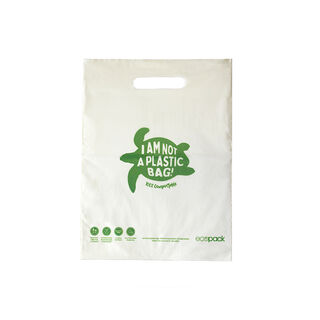Punched Handle Bag Compostable Small 26x34cm - Ecobags - Pack or Carton
