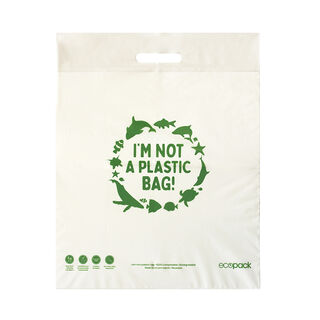 Punched Handle Bag Compostable Medium 40x49cm- Ecobags - Pack or Carton