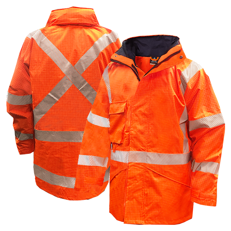 Hi Vis-Rain Jacket ,Flame Retardant, Orange Ttmc-Size 3Xl