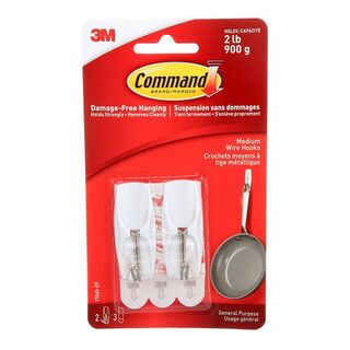 Command Hook 17065 Medium White Wire, Pack of 2