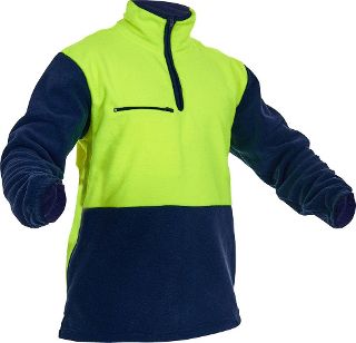 Caution hi-vis day-only polar fleece half-zip tunic, yellow/navy, size 4XL